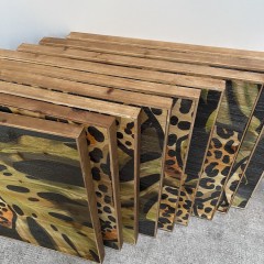Set 9 panneaux bois imprimé LEOPARD